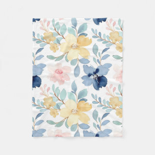 Couverture Polaire Aquarelle Arrière - plan blanche Design floral