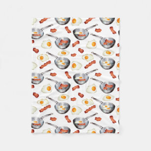 Couverture Polaire Aquarelle Bacon & Oeufs Petit déjeuner Motif alime