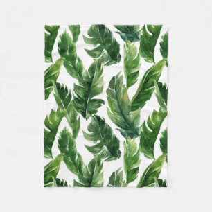 Couverture Polaire Aquarelle Banane Feuilles Tropical Fleece Blanket