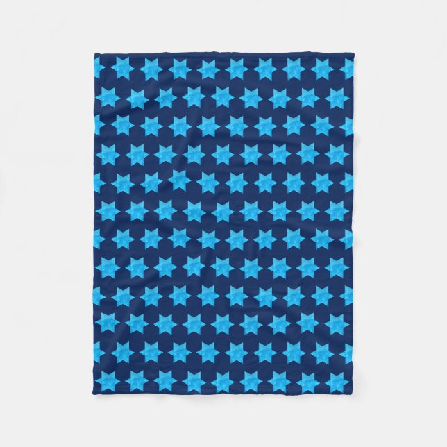 Couverture Polaire Aquarelle bleue étoile de David Fête juive (Devant)
