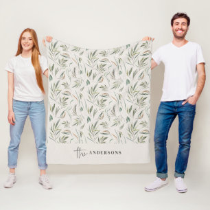Couverture Polaire Aquarelle botanique naturel élégant décor familial