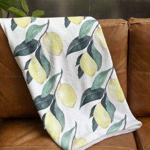 Couverture Polaire Aquarelle Citrons jaunes Motif sans couture