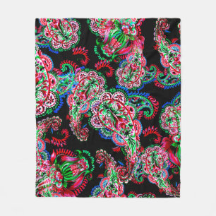 Couverture Polaire Aquarelle colorée cachemire illustration florale p
