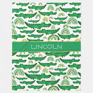 Couverture Polaire Aquarelle Crocodile Alligator arc-en-ciel Personna