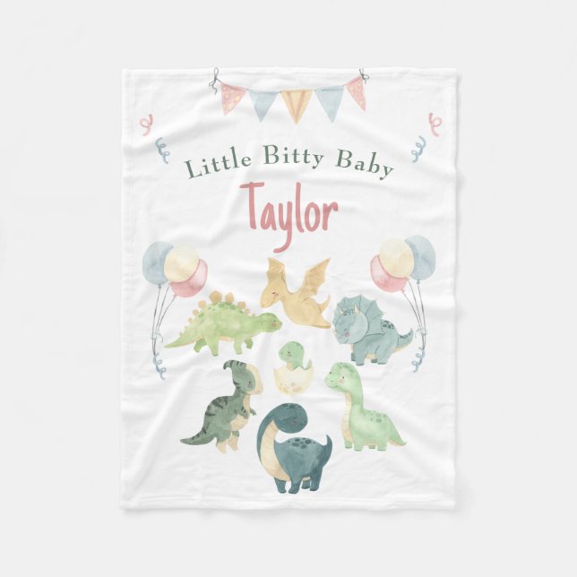 Couverture Polaire Aquarelle Cute Dinosaur Bébé personnalisé (Devant)