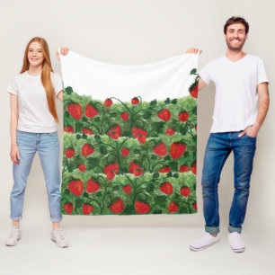 Couverture Polaire Aquarelle de champ de la ferme aux fraises