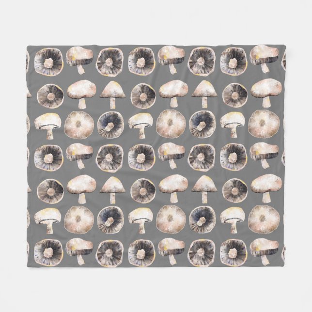 Couverture Polaire Aquarelle de champignon (Devant (Horizontal))