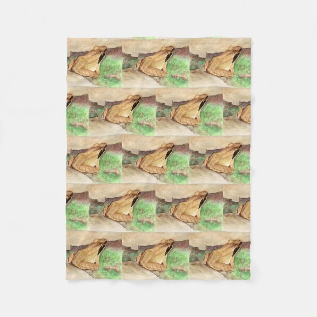 Couverture Polaire Aquarelle de grenouille à bois (Devant)