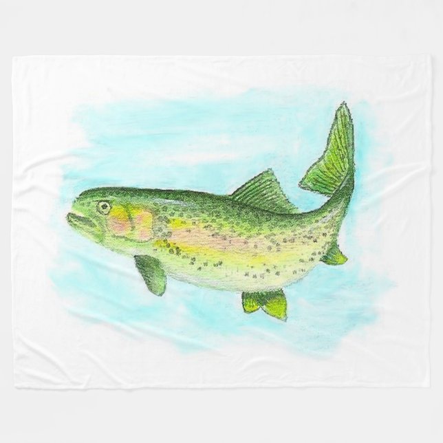 Couverture Polaire Aquarelle de la flotte de truites (Devant (Horizontal))