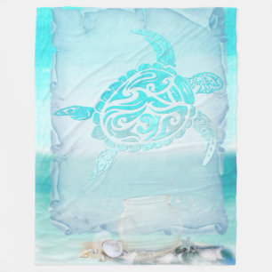 Couverture Polaire Aquarelle de la tortue de plage