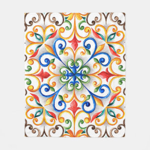 Couverture Polaire Aquarelle de majolica ornement