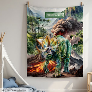Couverture Polaire Aquarelle Dinosaur Anniversaire Cadeau cadeau pour