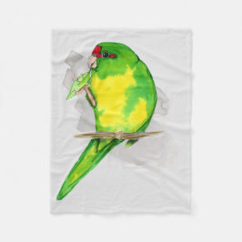 Couverture Polaire Aquarelle d'une perruche à couronne rouge