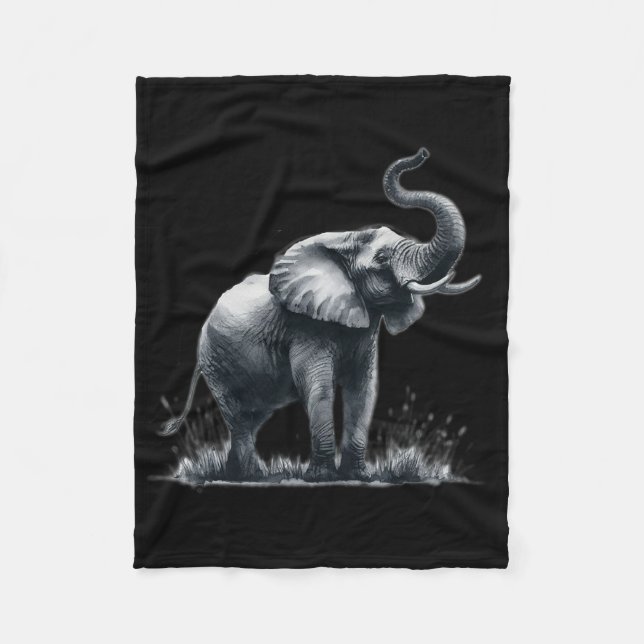 Couverture Polaire Aquarelle Éléphant Faune Animal Nature Art (Devant)