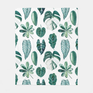 Couverture Polaire Aquarelle feuille tropicale motif transparent avec