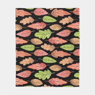 Couverture Polaire Aquarelle feuilles d'automne : motif transparent