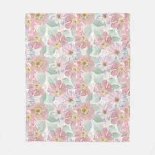 Couverture Polaire Aquarelle fleurs délicates.