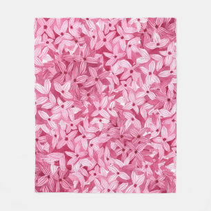 Couverture Polaire Aquarelle fleurs lilas : arrière - plan rose