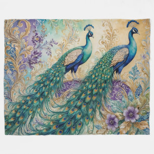 Couverture Polaire Aquarelle florale Paisley Peacock