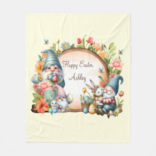 Couverture Polaire Aquarelle Gnome de Pâques personnalisée