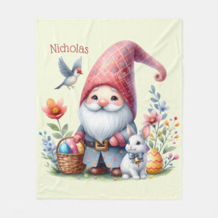 Couverture Polaire Aquarelle Gnome de Pâques personnalisée