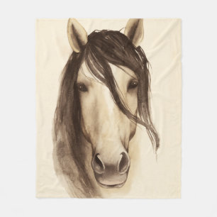 Couverture Polaire Aquarelle Grange Animaux   Cheval