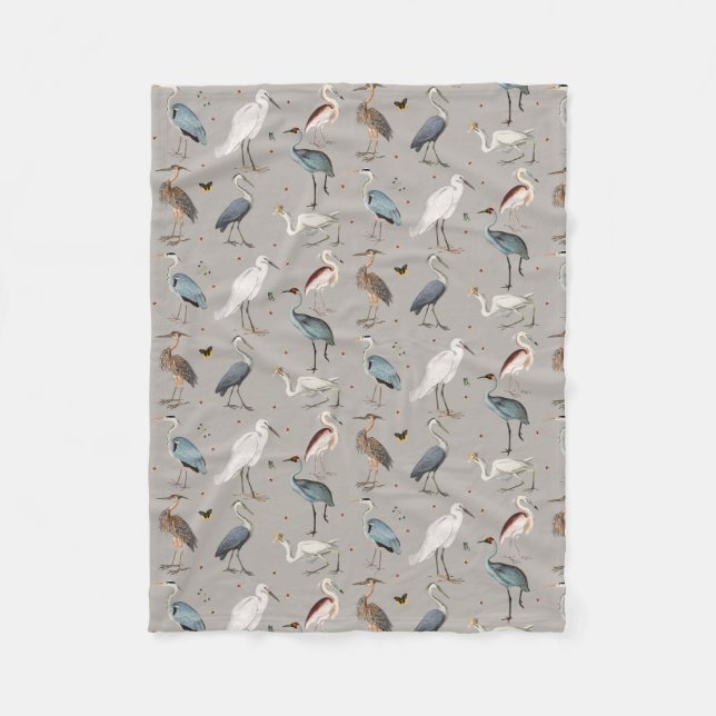 Couverture Polaire Aquarelle Heron Bird Egret Nature Motif (Devant)