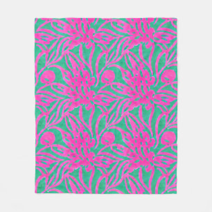 Couverture Polaire Aquarelle Hot rose Aqua Oversize Damask Inspiré