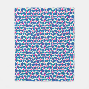 Couverture Polaire Aquarelle inspirée point rose et bleu Boho