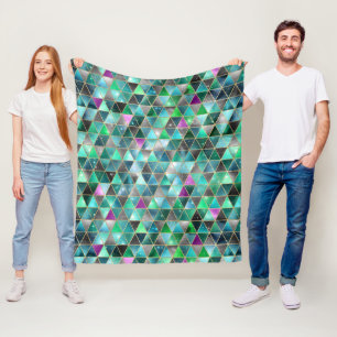 Couverture Polaire Aquarelle isométrique avec galaxie dorée et marbré