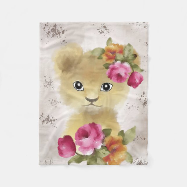 Couverture Polaire Aquarelle Lion Baby Lion (Devant)