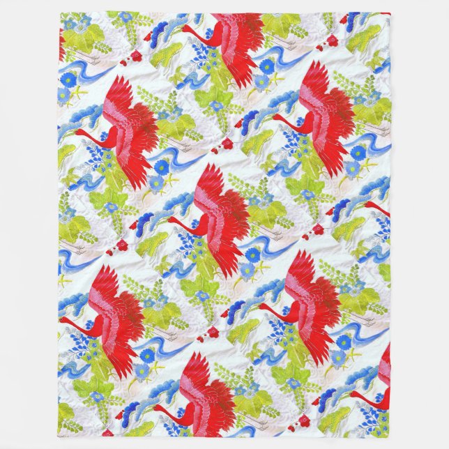 Couverture Polaire Aquarelle Majestic Swans dans les nuages Les ailes (Devant)