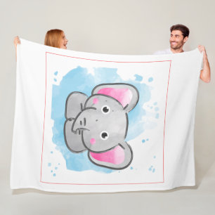 Couverture Polaire Aquarelle mignonne bébé éléphant