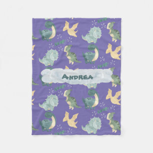 Couverture Polaire Aquarelle mignonne sur Cloud Dinosaur violet clair