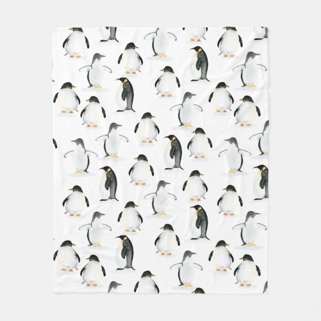 Couverture Polaire Aquarelle molle Pingouin Jeu (Devant)