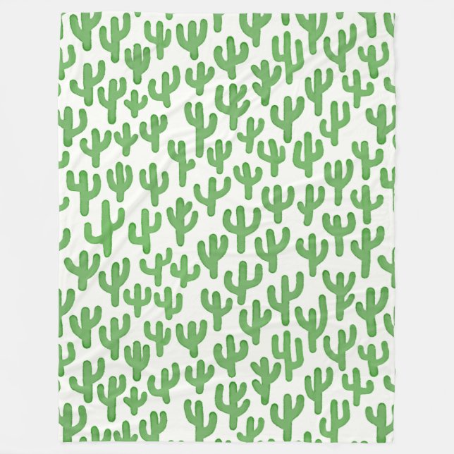 Couverture Polaire Aquarelle Motif Cactus - Vert (Devant)