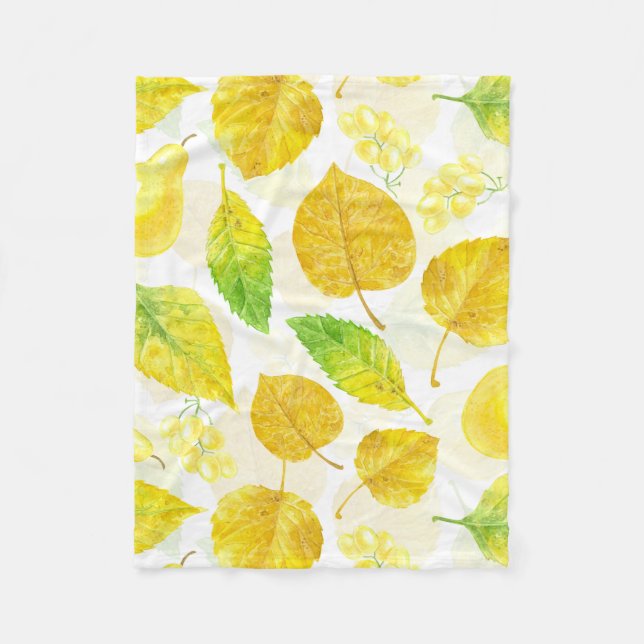 Couverture Polaire Aquarelle motif d'automne (Devant)