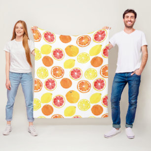 Couverture Polaire Aquarelle Motif de fruits d'agrumes