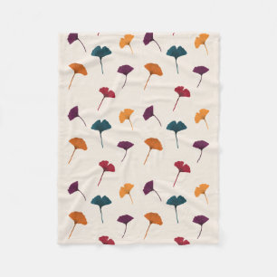 Couverture Polaire Aquarelle Motif Ginkgo Leaf Automne Couleurs d'aut