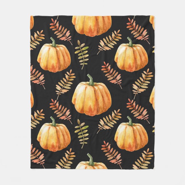 Couverture Polaire Aquarelle motif transparent avec citrouille (Devant)