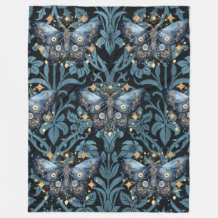 Couverture Polaire Aquarelle mystique Bleu et doré Night Moth