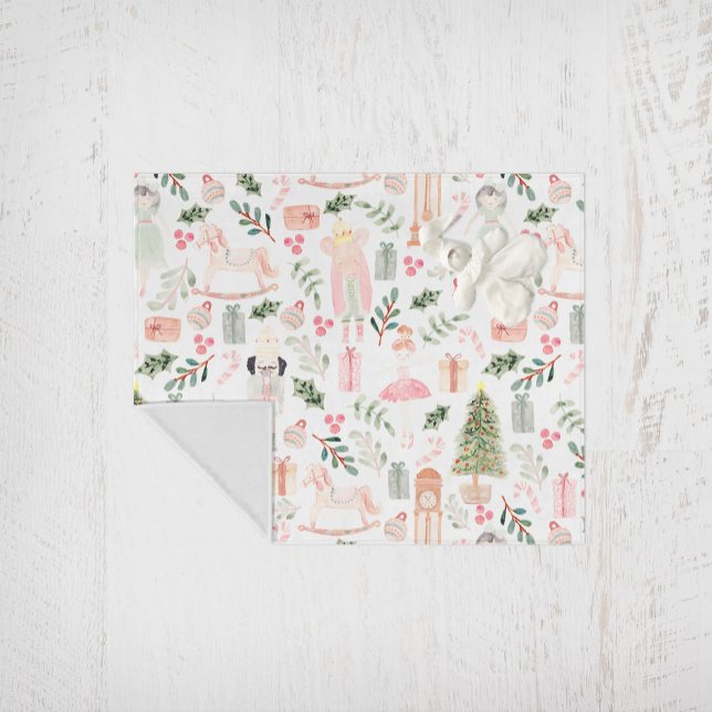 Couverture Polaire Aquarelle Nutcracker Holiday (white fleece blanket the nutcracker holiday)