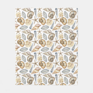 Couverture Polaire Aquarelle pastel bleu vert couleurs coquilles