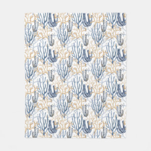 Couverture Polaire Aquarelle pastel bleu vert couleurs coquilles