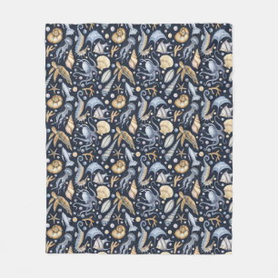 Couverture Polaire Aquarelle pastel bleu vert couleurs mer maritime