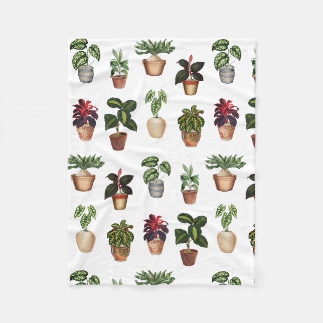 Couverture Polaire Aquarelle Pots Plante Motif Pots en terre cuite (Devant)