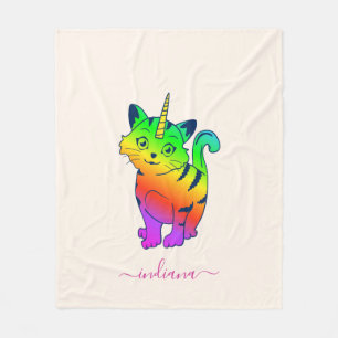 Couverture Polaire Aquarelle Rainbow Monogramme personnalisé