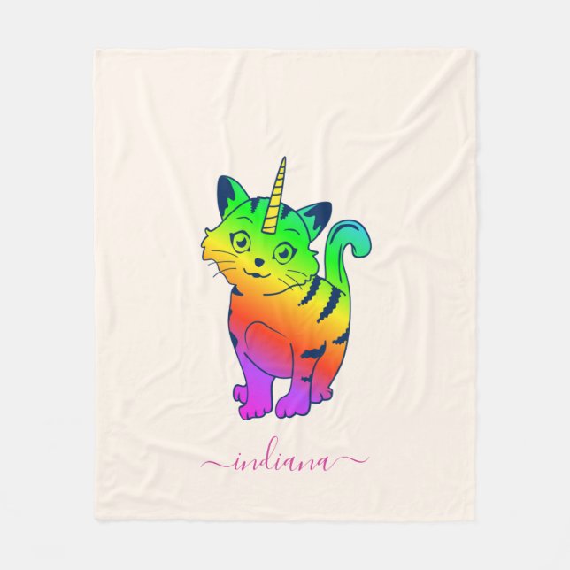 Couverture Polaire Aquarelle Rainbow Monogramme personnalisé (Devant)