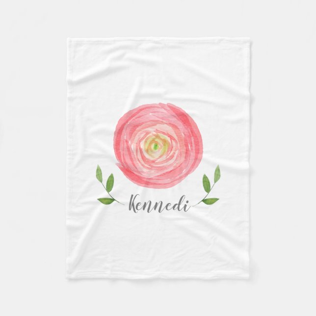Couverture Polaire Aquarelle rose Floral Fleece Baby (Devant)