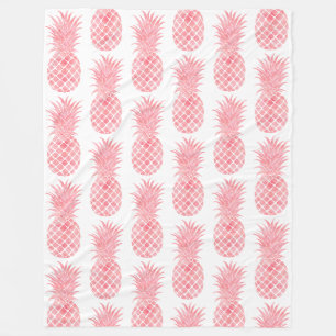 Couverture Polaire Aquarelle rose orangé de Pêche Ananas tropical